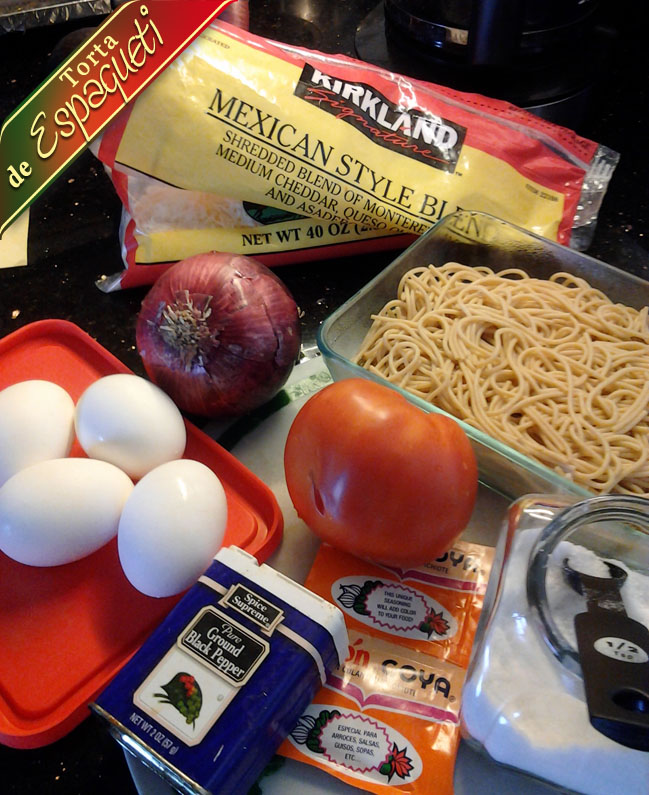Tota-de-espagueti-ingredientes Receta Torta Espagueti De Mi Mama | Que Cocinar Hoy